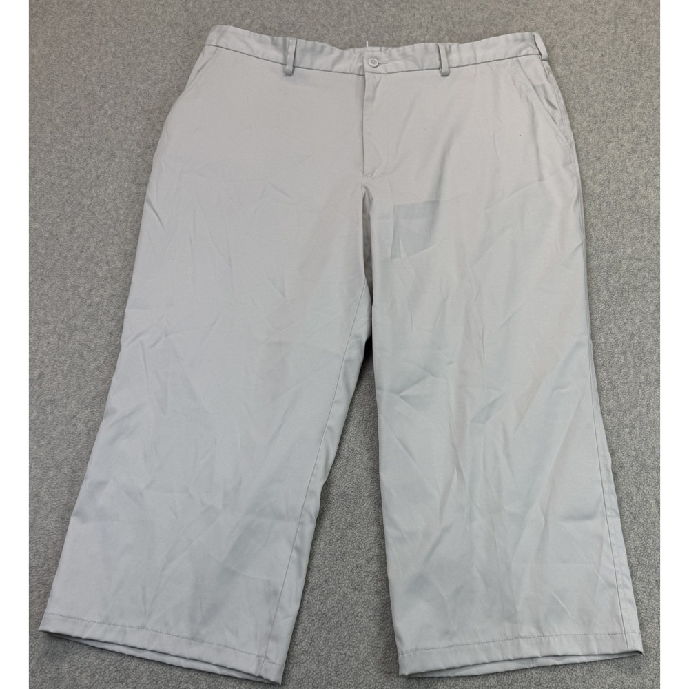 Pebble Beach Mens Performance Golf Pants Beige Flat Front Classic Crop W42xL30